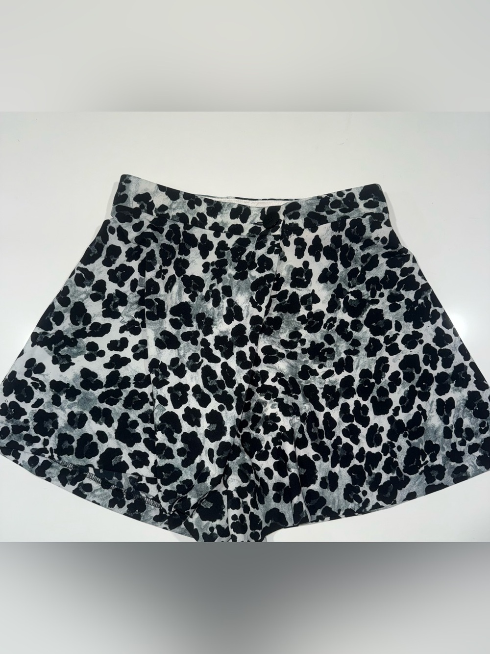 Zara Black and White Leopard Print Mini Skirt